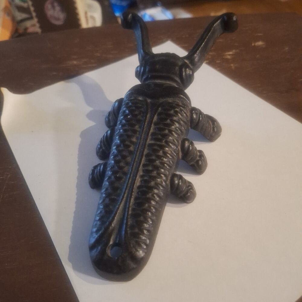 Cast Iron Longhorn Beetle Bug Boot Jack Door Stop Marked 4 And 669 Antique - Picture 2 of 4